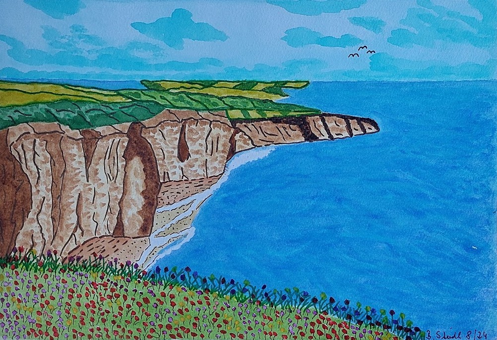  AQUARELLBILD / STEILKÜSTE (1) / FORMAT A4 (21x29,7cm) / 8/2024   