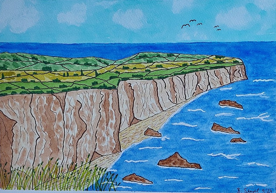  AQUARELLBILD / STEILKÜSTE (2) / FORMAT A4 (21x29,7cm) / 9/2024   