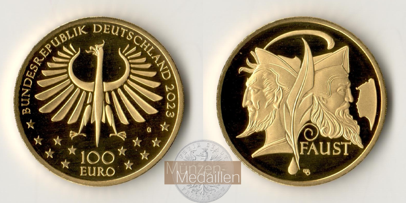BRD  100 Euro MM-Frankfurt  Feingols: 15,55g Faust 2023 G 