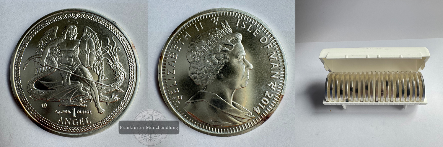  Isle of Man 20x 1 Angel (Archangel Michael) 2014 (2010-2016) FM-Frankfurt KM#1573 Feinsilber: 622g   