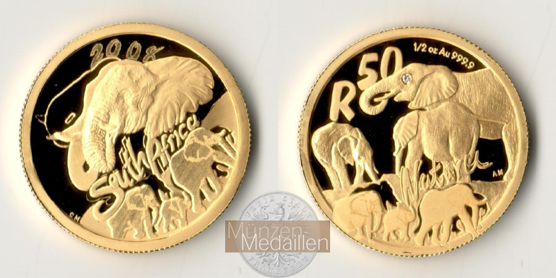 Süd Afrika MM-Frankfurt Feingold: 15,55g 50 Rand 2008 
