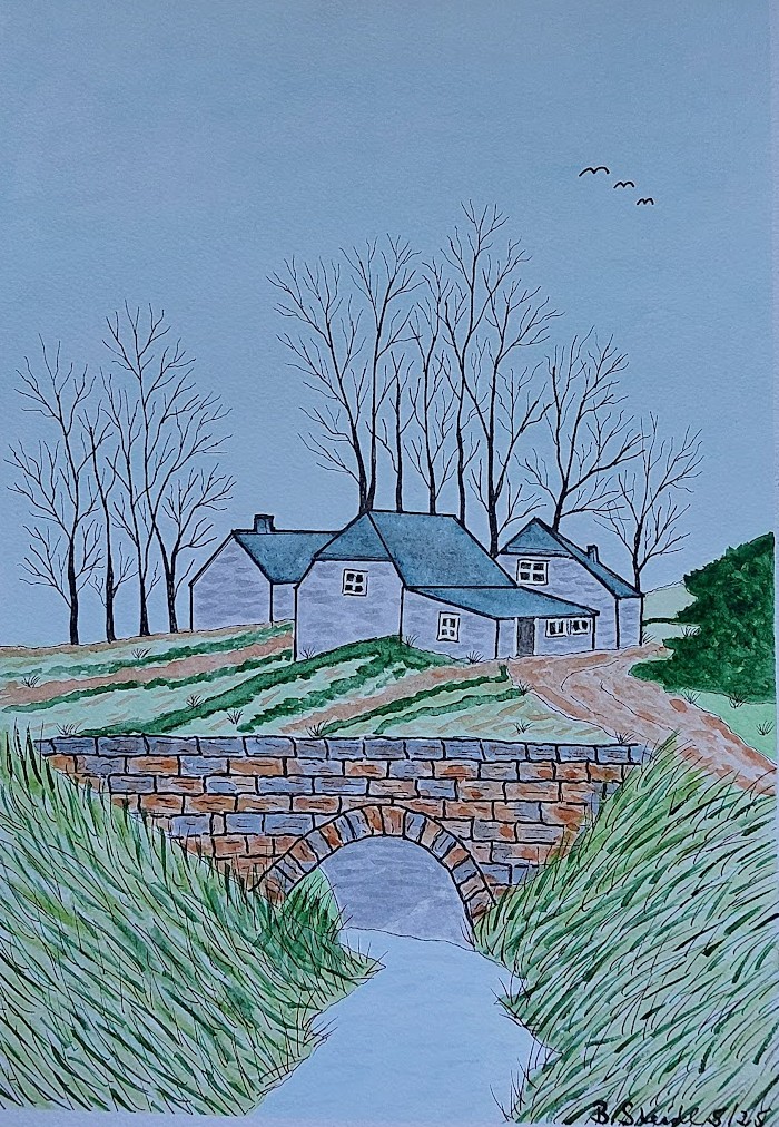  AQUARELLBILD / STEINBRÜCKE (2) / FORMAT A4 (21x29,7cm) / 5/2025   