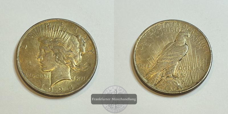  USA 1 Dollar 1925 Peace-Type FM-Frankfurt Feinsilber: 24,05g   