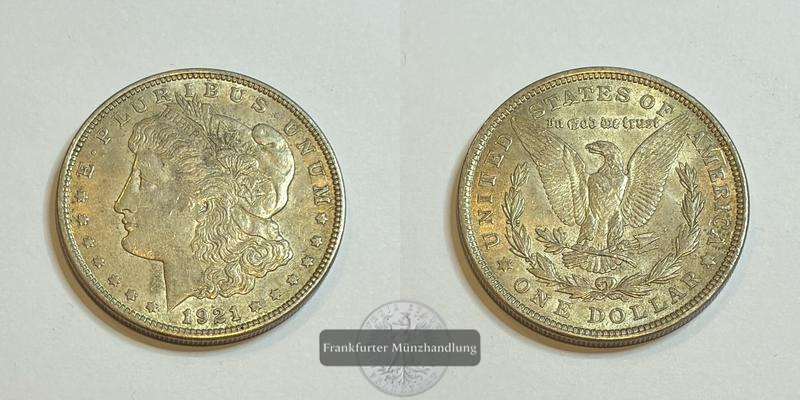  USA 1 Dollar 1921 Morgan-Type FM-Frankfurt Feinsilber: 24,05g   