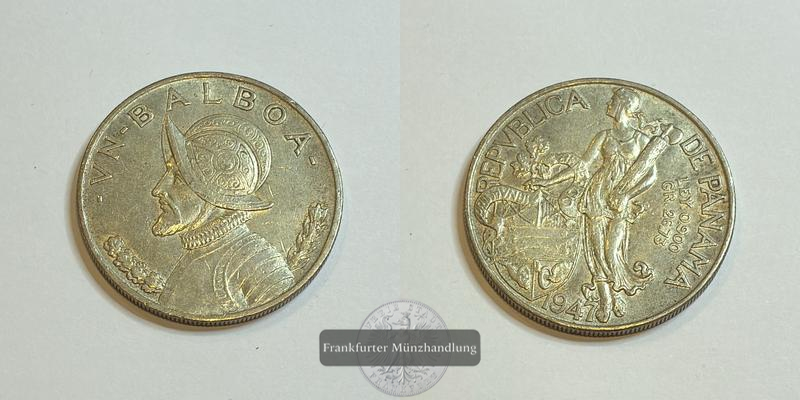  Panama 1 Balboa 1947 Vasco Nunez de Balboa FM-Frankfurt Feinsilber: 24,06g   