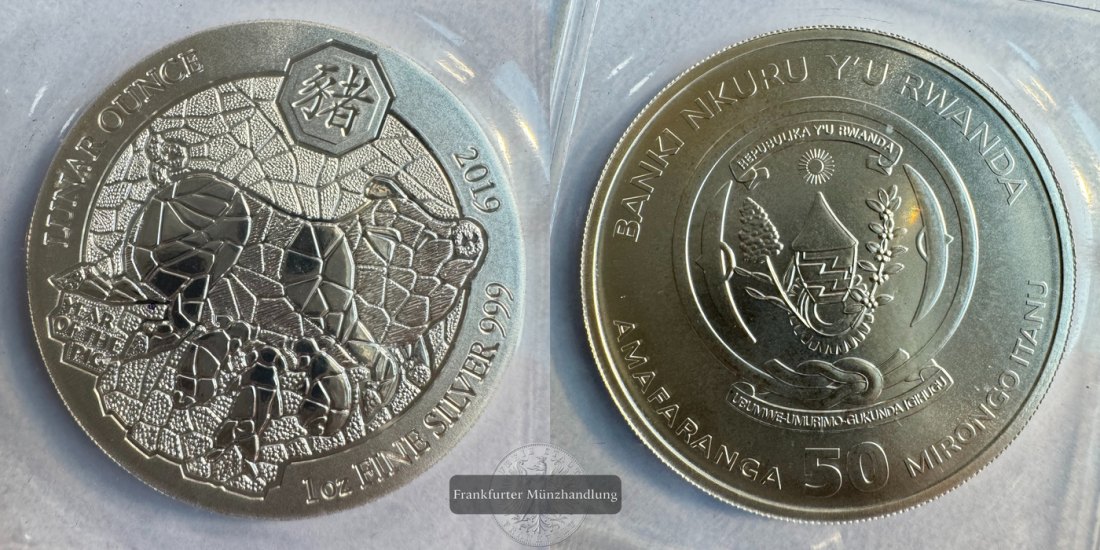  Ruanda 50 Francs (Year of the Pig) 2019 FM-Frankfurt KM#183 Feinsilber: 31,1g   