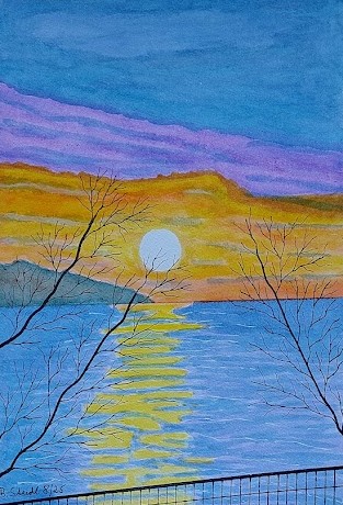  AQUARELLBILD / SONNENUNTERGANG AM MEER (1) / FORMAT A4 (21x29,7cm) / 8/2025   