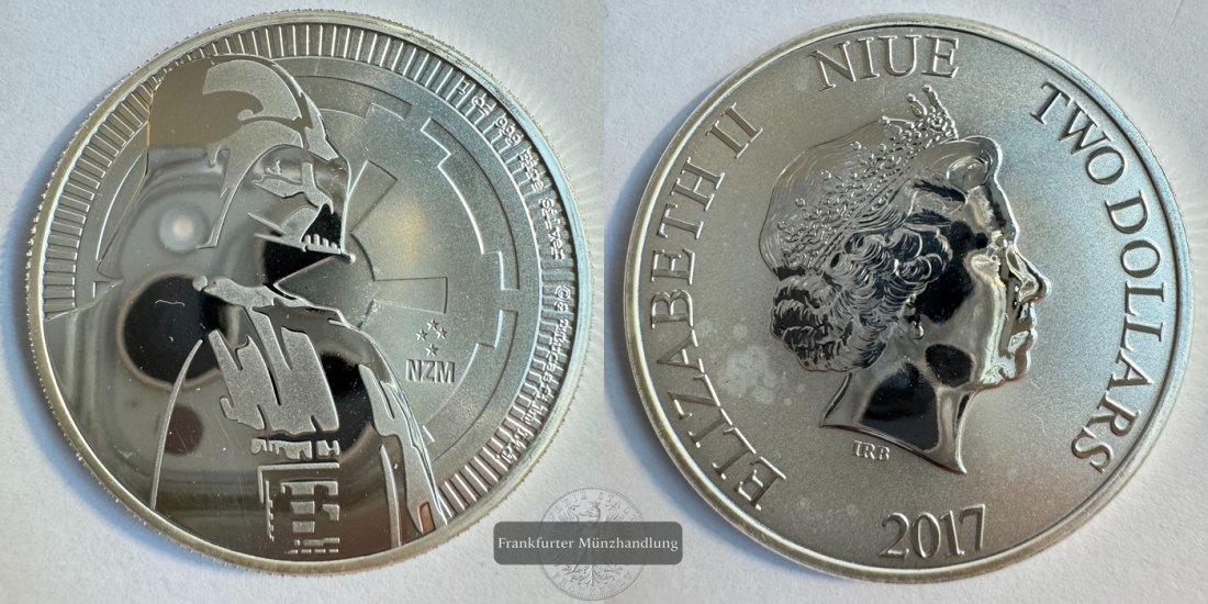  Niue 2 Dollars Elizabeth II (Darth Vader) 2017 FM-Frankfurt KM#1440 Feinsilber: 31,1g   