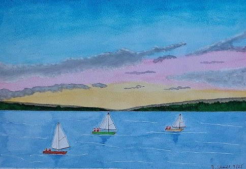  AQUARELLBILD / SEGELREGATTA (3) / FORMAT A4 (21x29,7cm) / 9/2025   