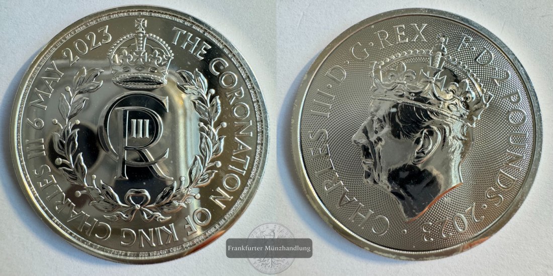  UK 2 Pounds Charles III (Coronation) 2023 FM-Frankfurt N#370269 Feinsilber: 31,2g   