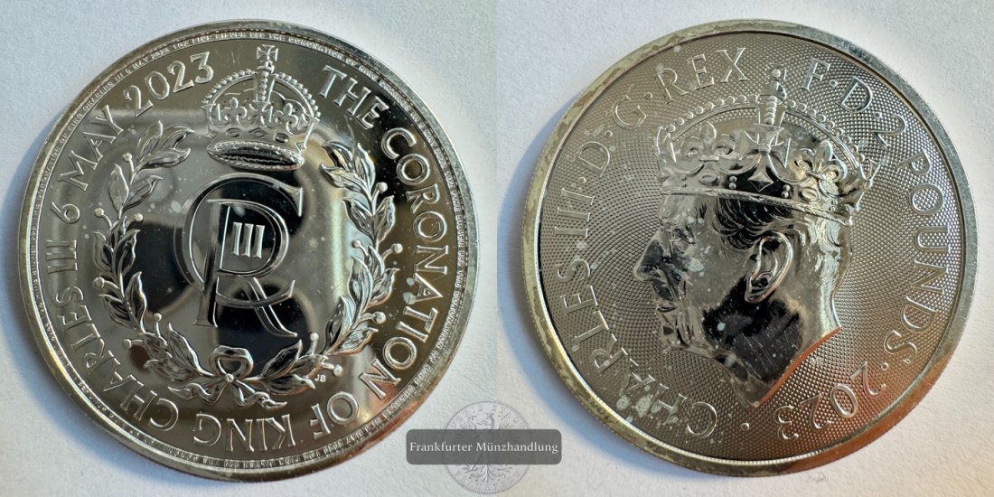  UK 2 Pounds Charles III (Coronation) 2023 FM-Frankfurt N#370269 Feinsilber: 31,2g   