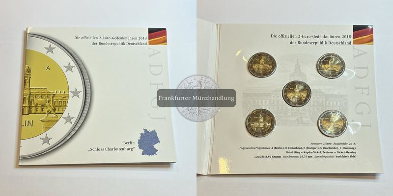  Deutschland 2 Euro 2018 KMS Berlin Schloss Charlottenburg [A, D, F, G, J] FM-Frankfurt   
