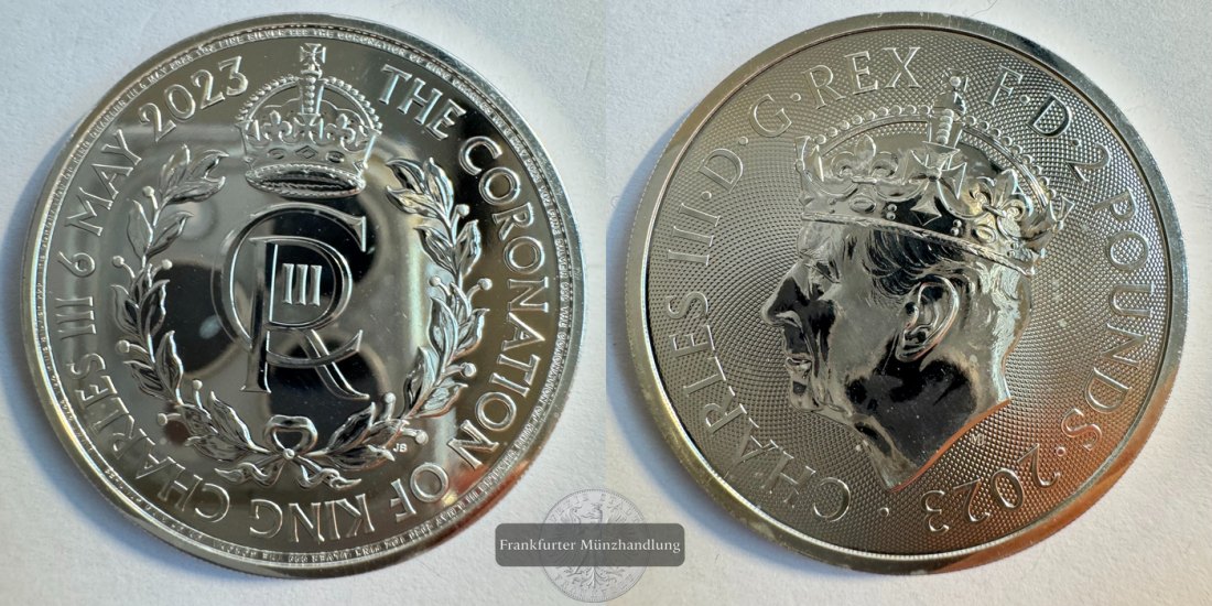  UK 2 Pounds Charles III (Coronation) 2023 FM-Frankfurt N#370269 Feinsilber: 31,2g   