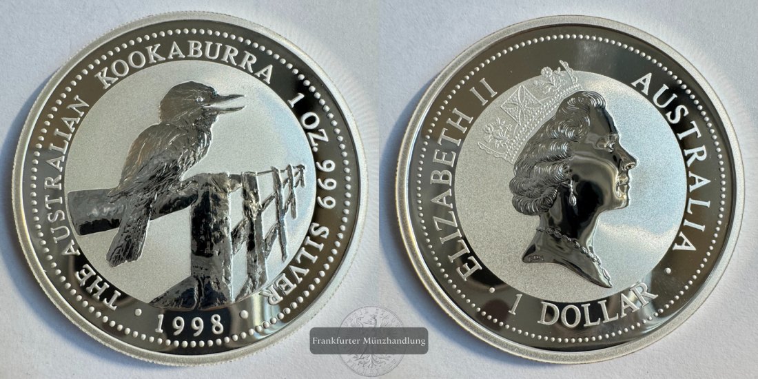  Australien 1 Dollar 1998 Kookaburra FM-Frankfurt KM#362 Feinsilber: 31,1g   