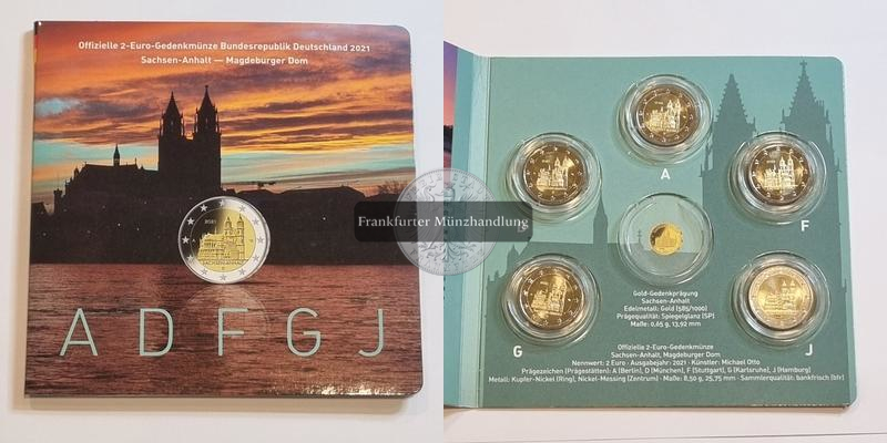  Deutschland 2 Euro 2021 KMS Sachsen-Anhalt Magdeburger Dom [A, D, F, G, J] FM-Frankfurt   