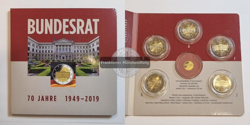  Deutschland 2 Euro 2019 KMS 70 Jahre Bundesrat [A, D, F, G, J] FM-Frankfurt   