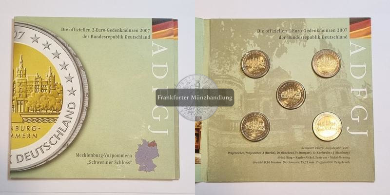  Deutschland 2 Euro 2007 KMS Mecklenburg-Vorpommern Schweriner Schloss [A, D, F, G, J] FM-Frankfurt   