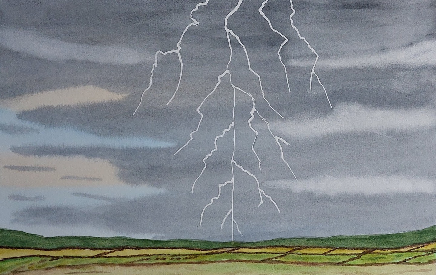  AQUARELLBILD-0003 / GEWITTER & BLITZE (3) / FORMAT A4 (21x29,7cm) / 10/2025 / ARCHES   