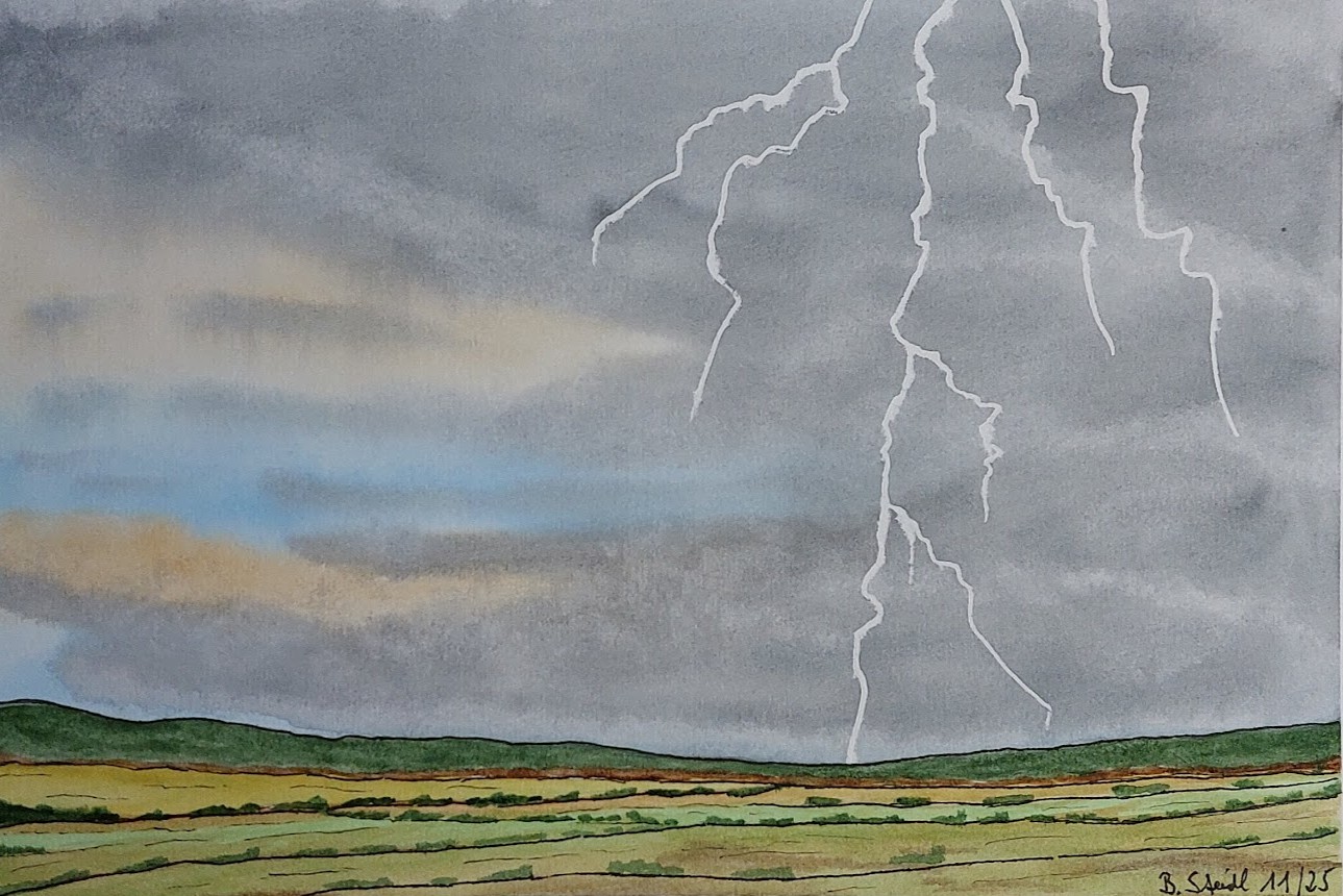  AQUARELLBILD-0004 / GEWITTER & BLITZE (4) / FORMAT A4 (21x29,7cm) / 11/2025 / ARCHES   