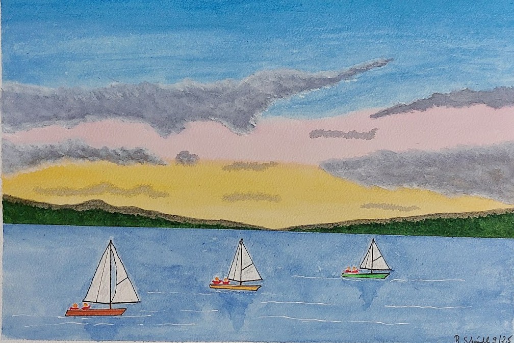  AQUARELLBILD-0030 / SEGELREGATTA (1) / FORMAT A4 (21x29,7cm) / 9/2025   