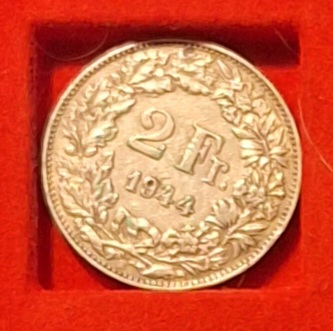  Schweiz 2 Franken 1944 Münze außer Kurs Gewicht 10g 835er = 8.35g Silber fein   
