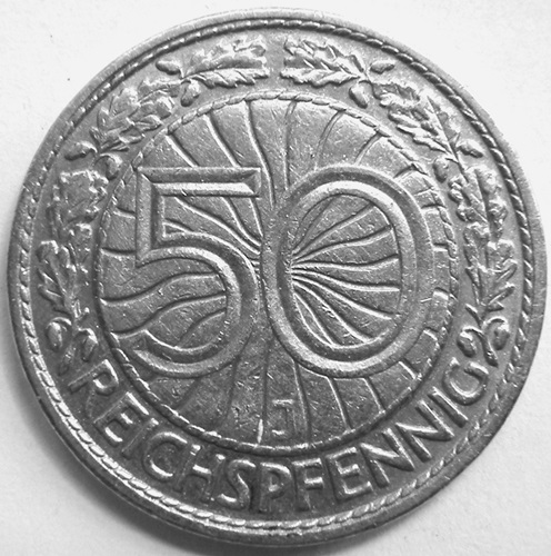  Weimar, 50 Reichspfennig 1931 J, J 324   