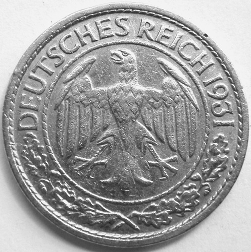  Weimar, 50 Reichspfennig 1931 J, J 324   