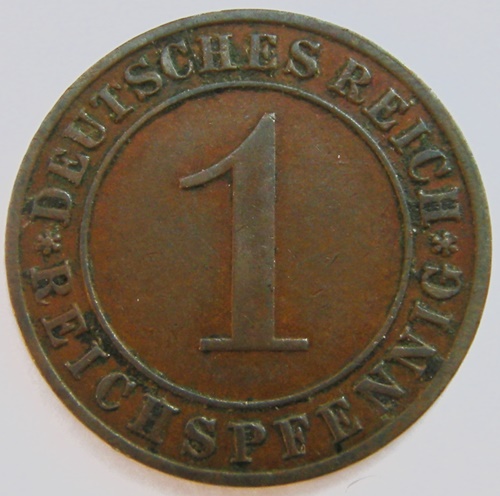  Weimar, 1 Reichspfennig 1924 E in 1925, J 313   