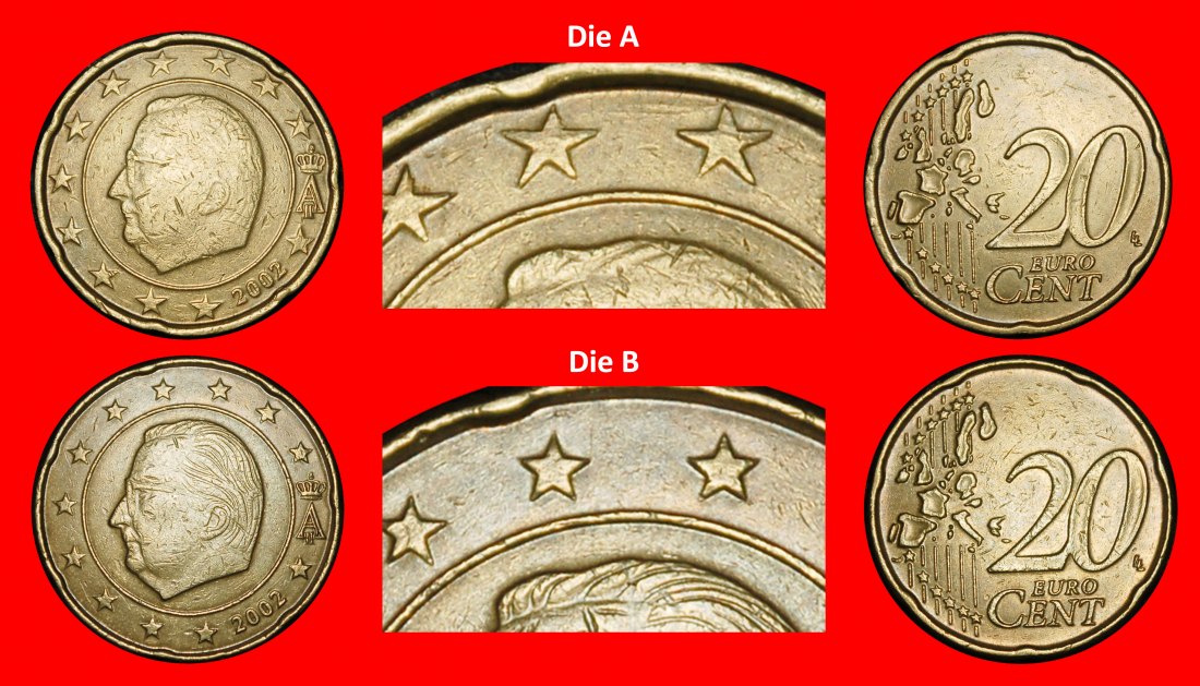  Ⰿ ALBERT II 1993-2013: BELGIUM★20 CENTS 2002 NORDIC GOLD (1999-2025)★2 COINS★LOW START ★ NO RESERVE!   