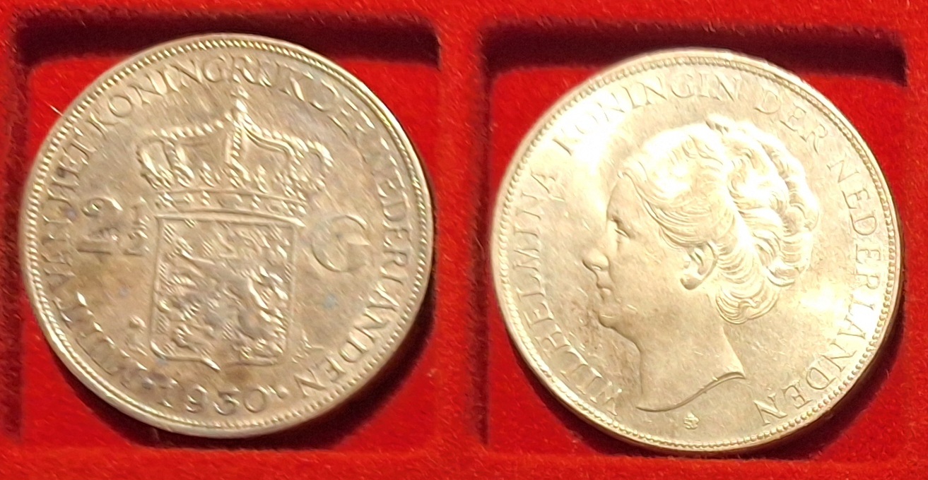  Niederlande 2-1/2 Gulden, 1930 Wilhemina Königin der Niederlande 25g 720er Silber fein=18g   