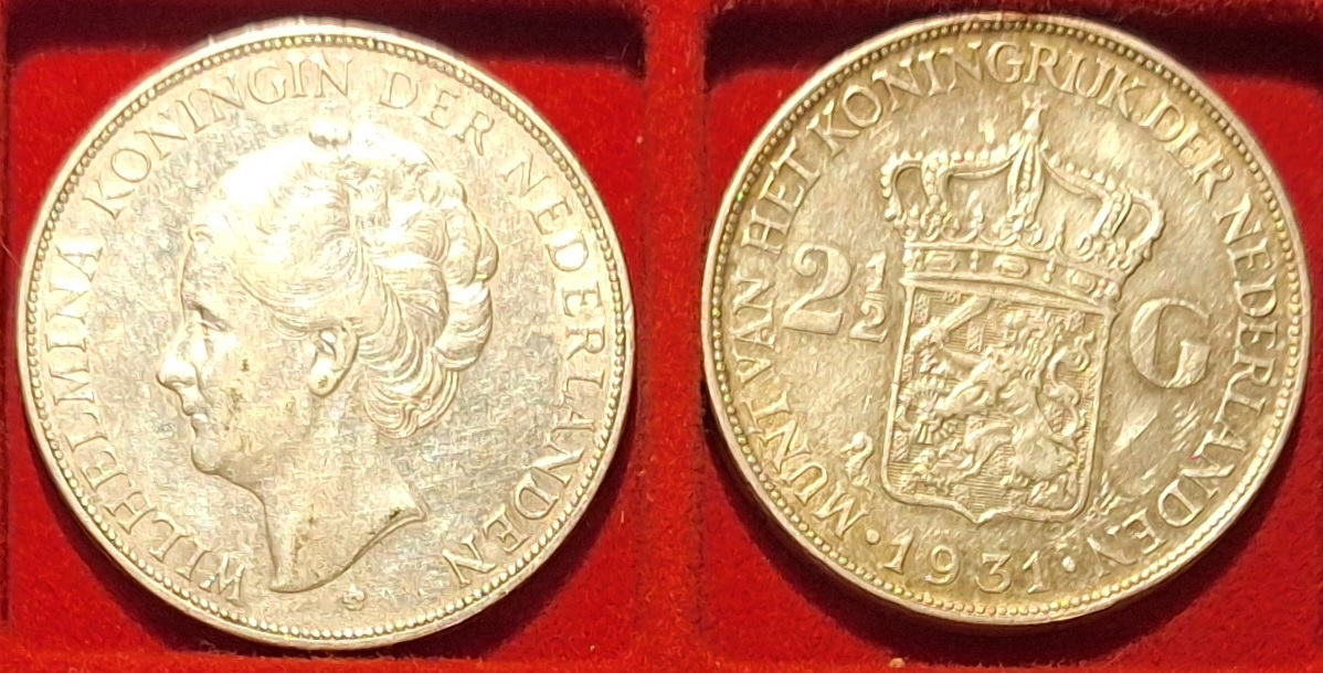  Niederlande 2-1/2 Gulden, 1931 Wilhemina Königin der Niederlande 25g 720er Silber fein=18g   