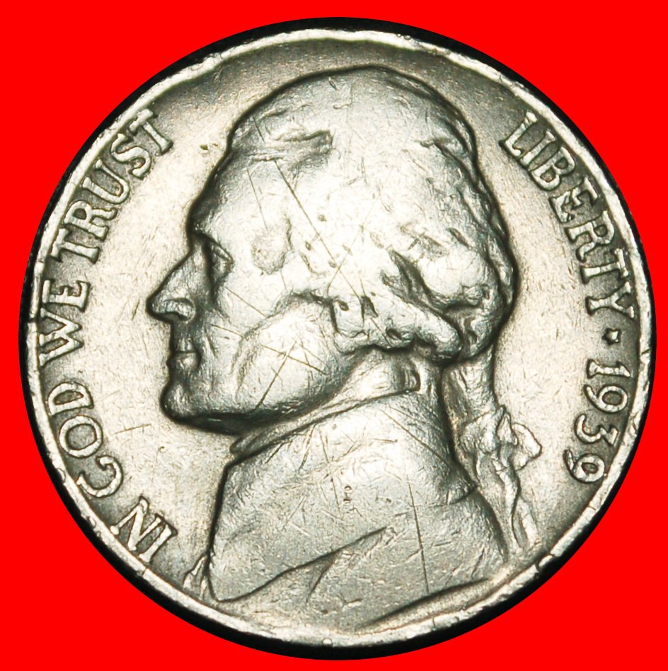  Ⰶ WARTIME (1939-1945): USA ★ 5 CENTS 1939! JEFFERSON (1801-1809)★LOW START★ NO RESERVE!   