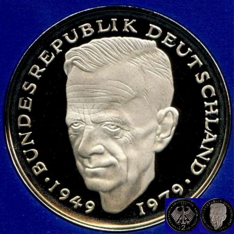  1992 F * 2 Deutsche Mark (DM) Kurt Schumacher Polierte Platte PP, proof topp   