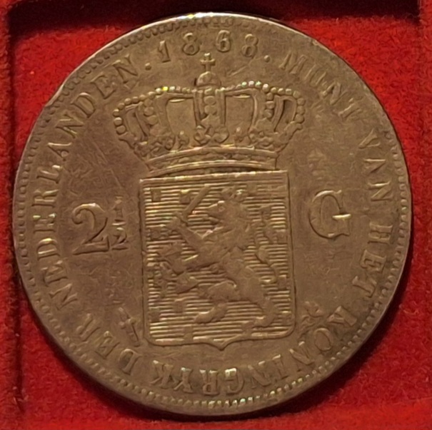  Niederlande 2-1/2 Gulden, 1868 Willem III König der Niederlande 25g 945er Silber fein=23,625g (3)   