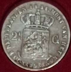  Niederlande 2-1/2 Gulden, 1854 Willem III König der Niederlande 25g 945er Silber fein=23,625g (3)   