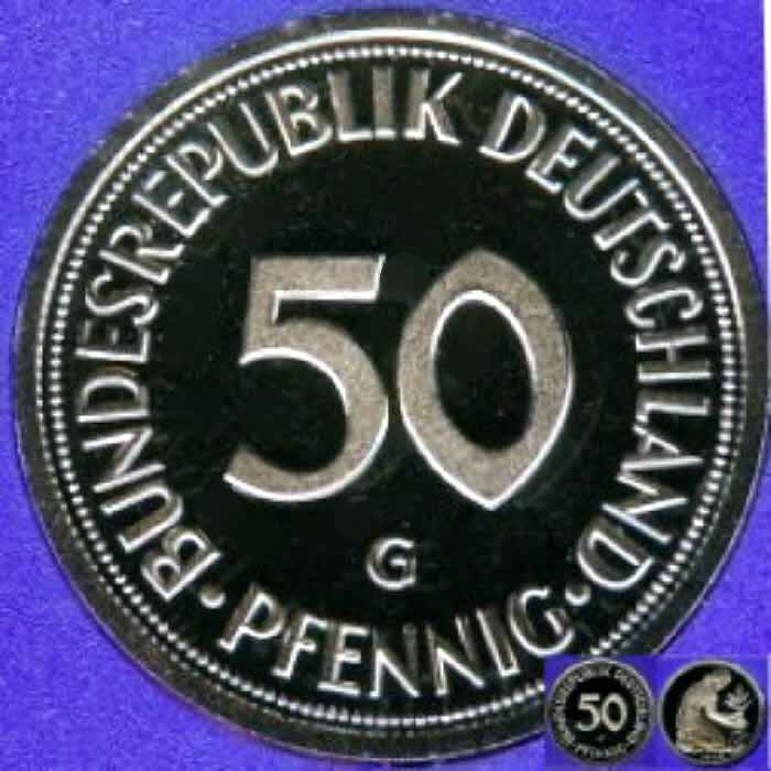  1985 G * 50 Pfennig Polierte Platte PP, proof, topp   