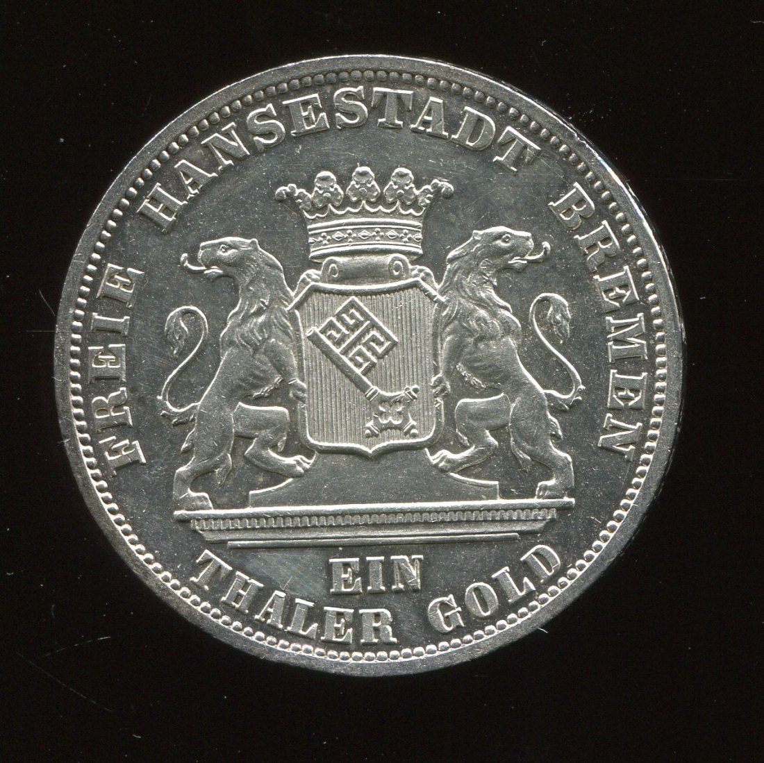  Bremen 1 Taler Gold Gedenkmünze in Silber an den Frieden von 1871   