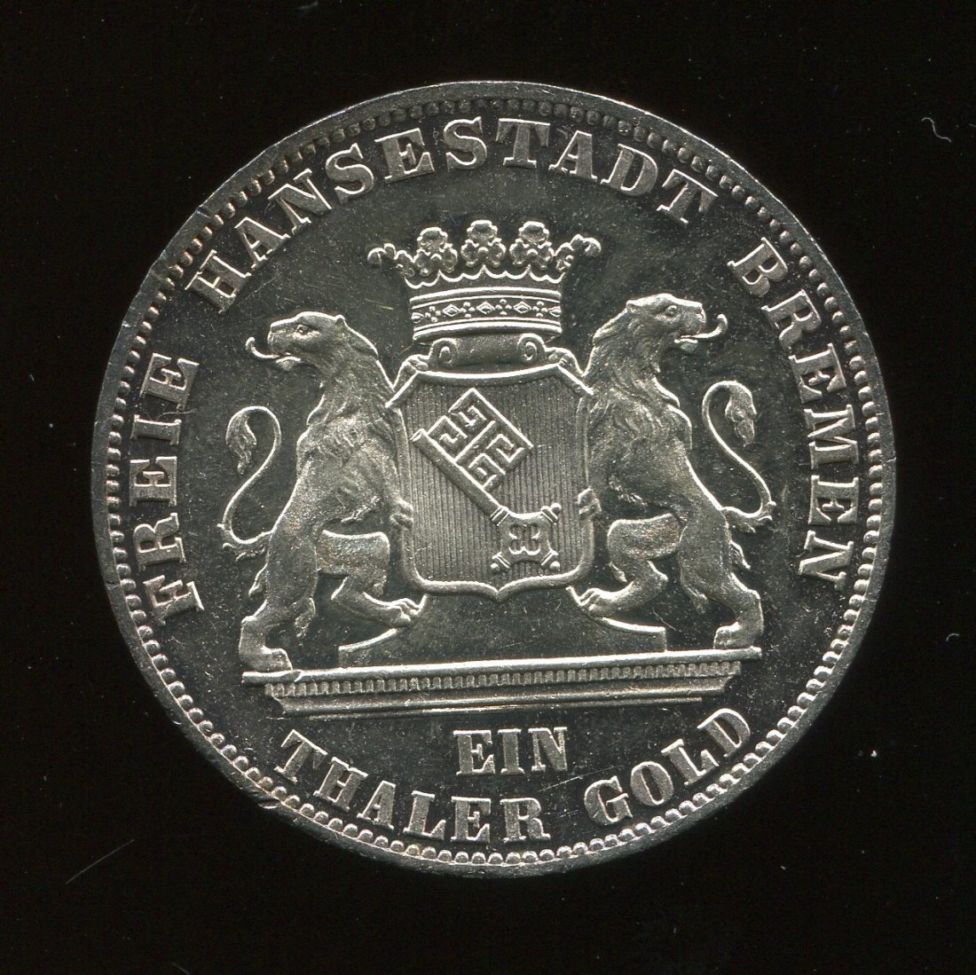  Bremen 1 Taler Gold Gedenkmünze in Silber 2. D. Bundesschießen 1865   
