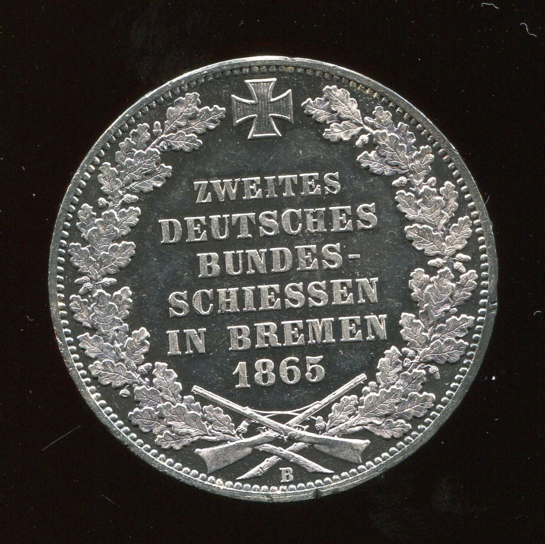  Bremen 1 Taler Gold Gedenkmünze in Silber 2. D. Bundesschießen 1865   