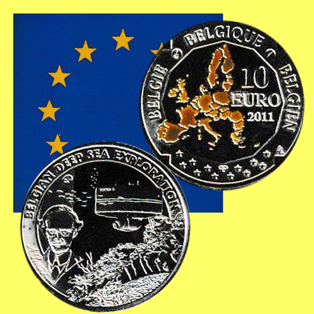  Offiz 10-€-Silbermünze Belgien *Europ. Forschungsreisende* 2010 *PP* vergoldet nur 7.548St   