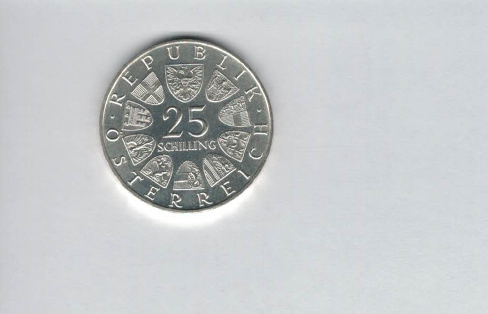  25 Schilling 1971 Wiener Börse 200 Jahre silber 10,4 g fein Österreich Spittalgold9800 (04588/17)   