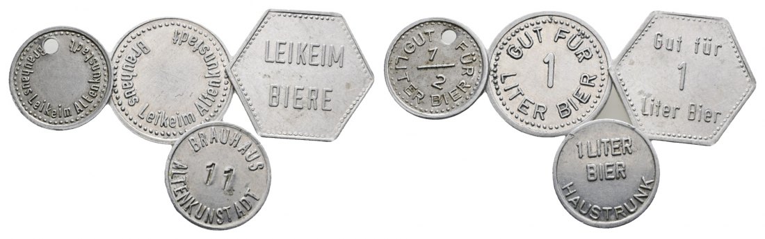  Bayern, Alten-Kunststadt, Brauhaus Leikeim, Biermarken (4 Stück); Menzel 375/376/377   