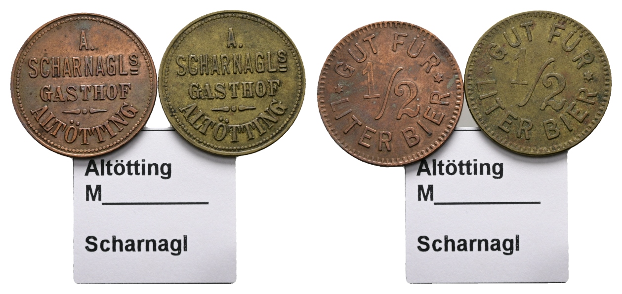  Bayern, Altötting, Gasthof A.Scharnagls, Biermarken (2 Stück); Menzel 415   