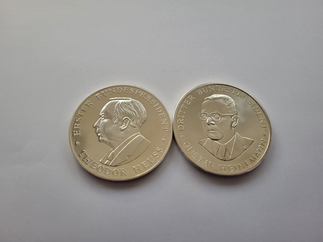  Silbermedaille Bundespräsident Heuss & Heinemann silber 999,9/100g Deutschland Spittalgold9800 (00   
