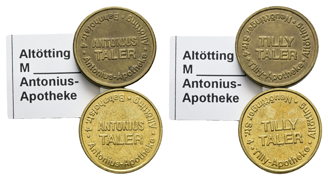  Bayern, Altötting, Antonius-Apotheke, Aontonius Taler (2 Stück); Menzel -   