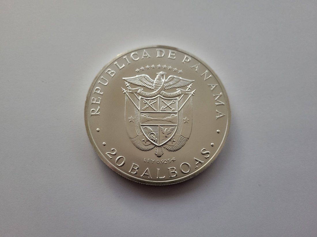  20 Balboas 1973 Simon Bolivar Ley 925/131,1 Panama Spittalgold9800 (00   