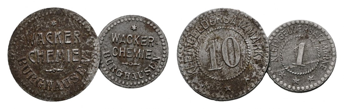  Bayern, Burghausen, Wacker Cehmie, Kleingeldersatzmarken (2 Stück); Menzel 4068   