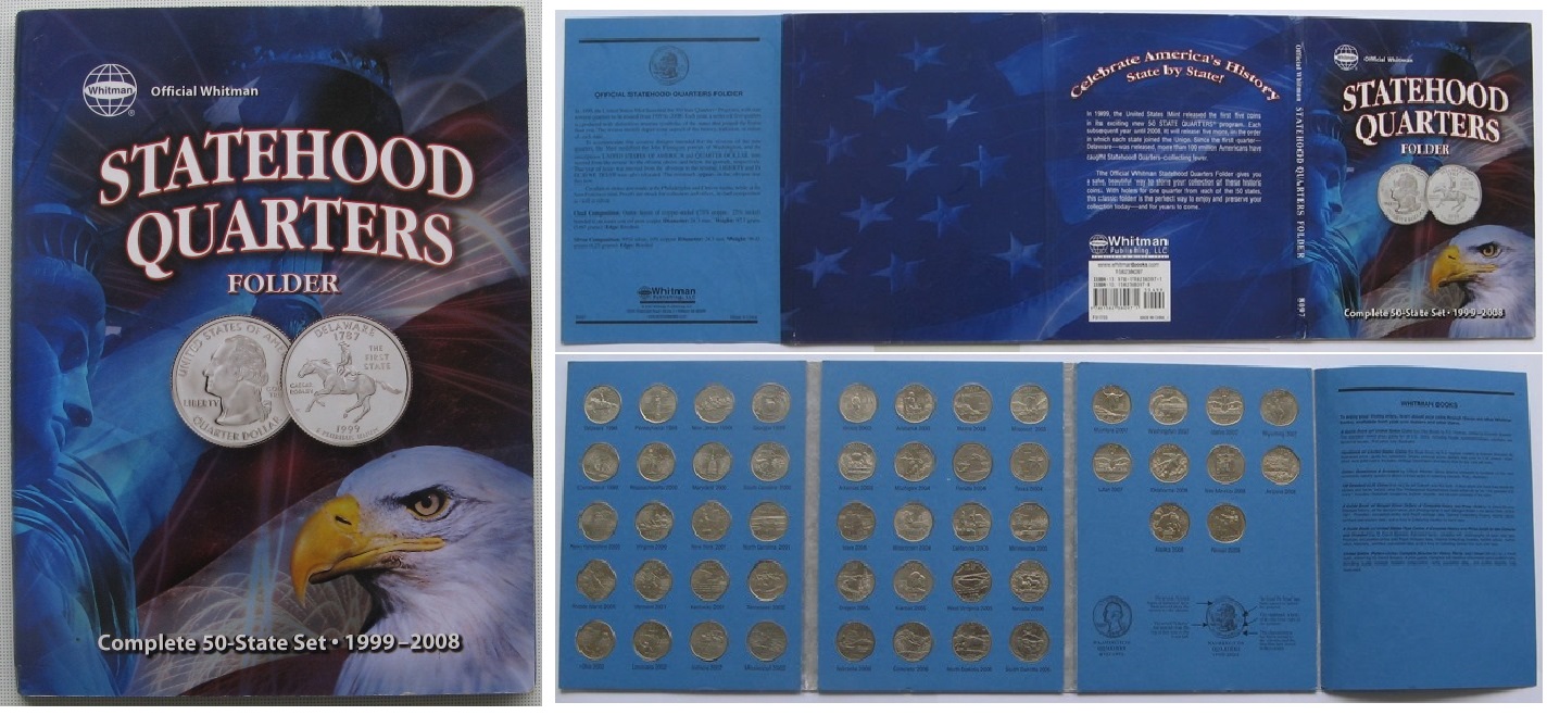  1999–2008,Vierteldollarmünzen zur Staatsgründung,Komplettes Set 50 Bundesstaaten, Sammlungsalbum   