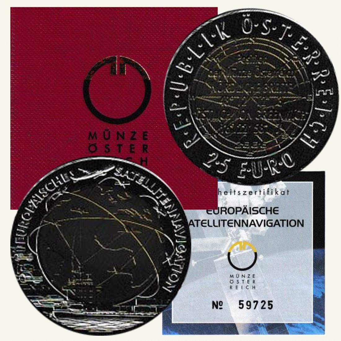  25€-Niob-Silbermünze Österr. *Europäische Satellitennavigation* 2006 *hgh*   