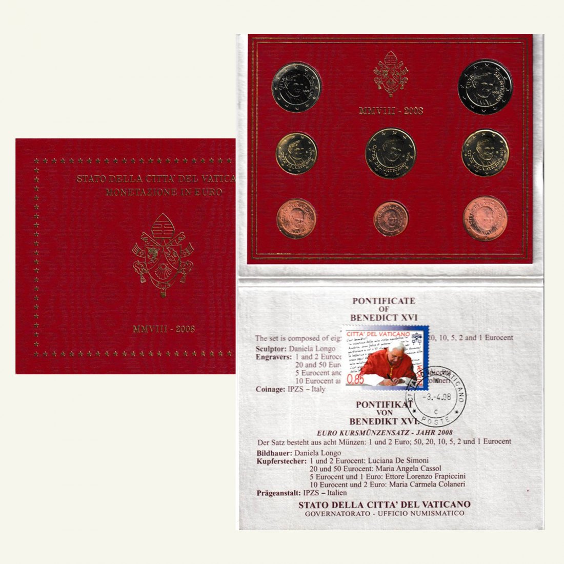  Offiz KMS Vatikan *Pontifikat von Papst Benedikt XVI.* 2008 mit S-Briefm. u. Stempel ganz selten   